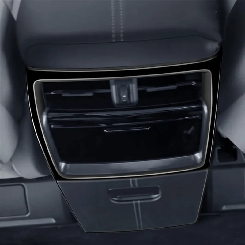 

NEW-Car Bright Black Rear Air Condition Vent Outlet Frame Anti-Kick Panel Cover Trim Parts For Toyota Alphard 40 Series 2023+