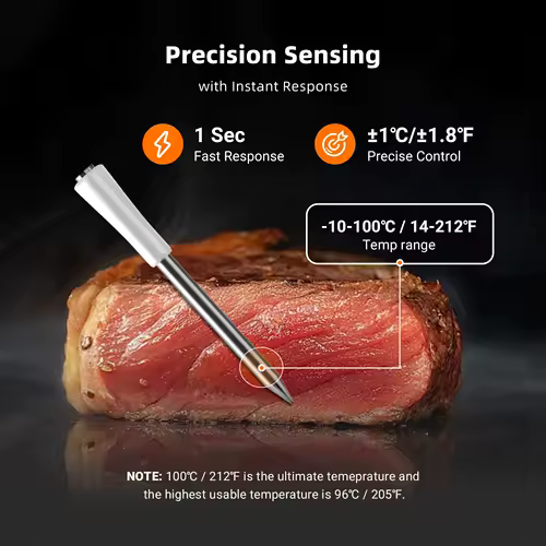 INKBIRD INT-11I-B Mini Wireless Meat Thermometer, Bluetooth 5.4 1000ft, 1s Response, IP67, 26 Presets, LED Display, for BBQ/Gril - Image 2