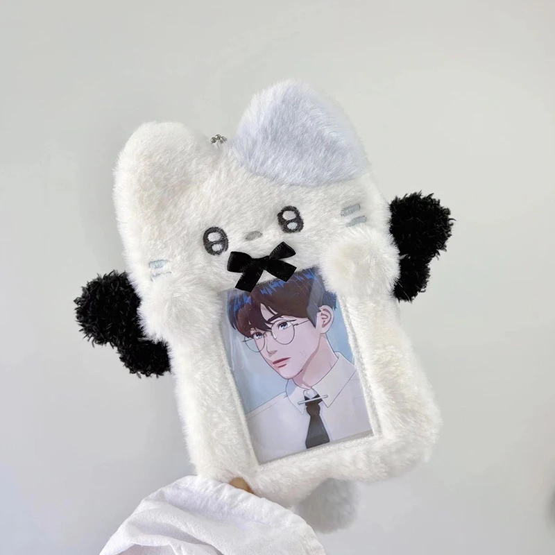 Cute Cartoon Plush Kpop Album Card Holder Bus Card Bank ID Card Protective Display Sleeves Students Bag Pendant Gift