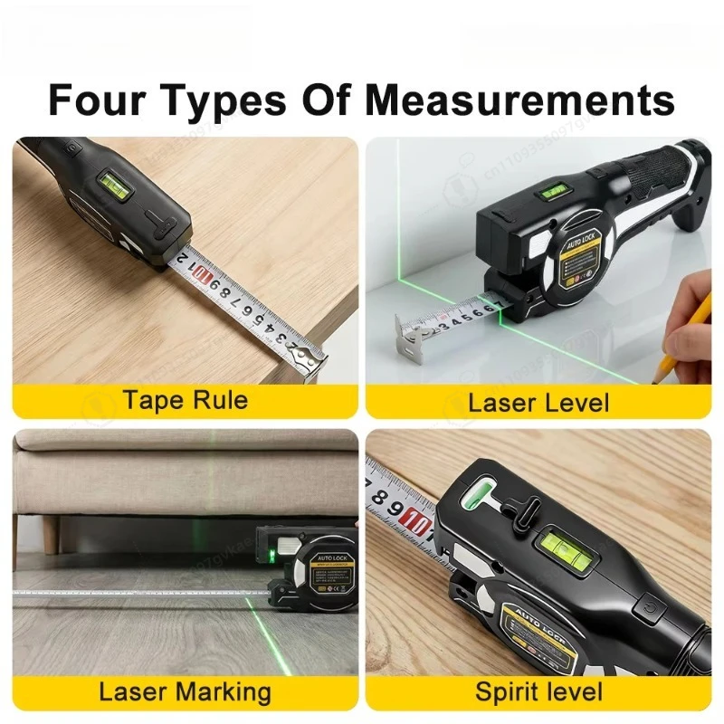 2-in-1 Rangefinder Laser Tape Measure Infrared Rangefinder Steel Tape Measure Indoor Measuring Instrument Cross-line Decoration view 6