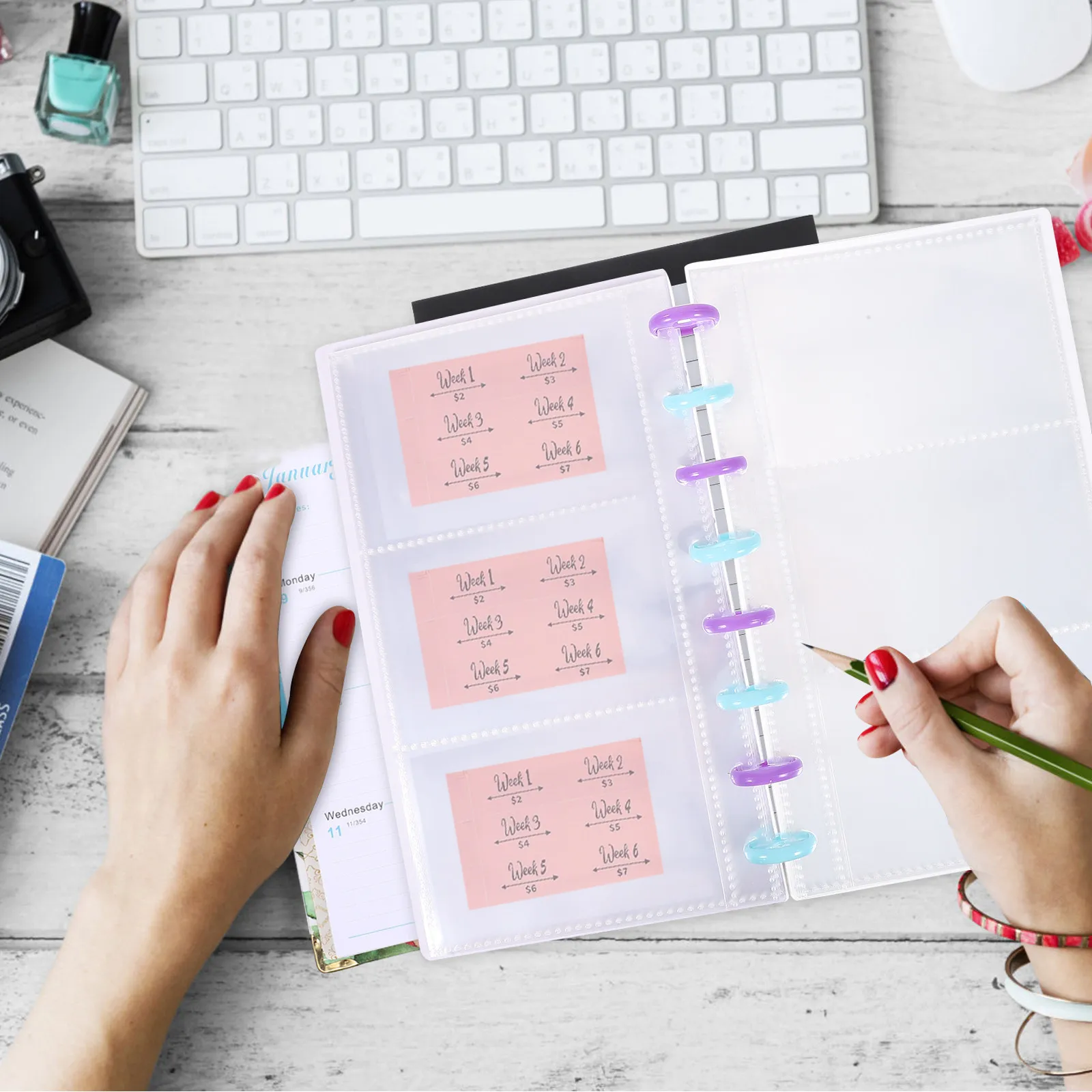 

Budget Binder Budget Sheets Loose-Leaf PVC Cash Envelope Organizer Money Book Planner Home Travel Business Trip Expense Tracking