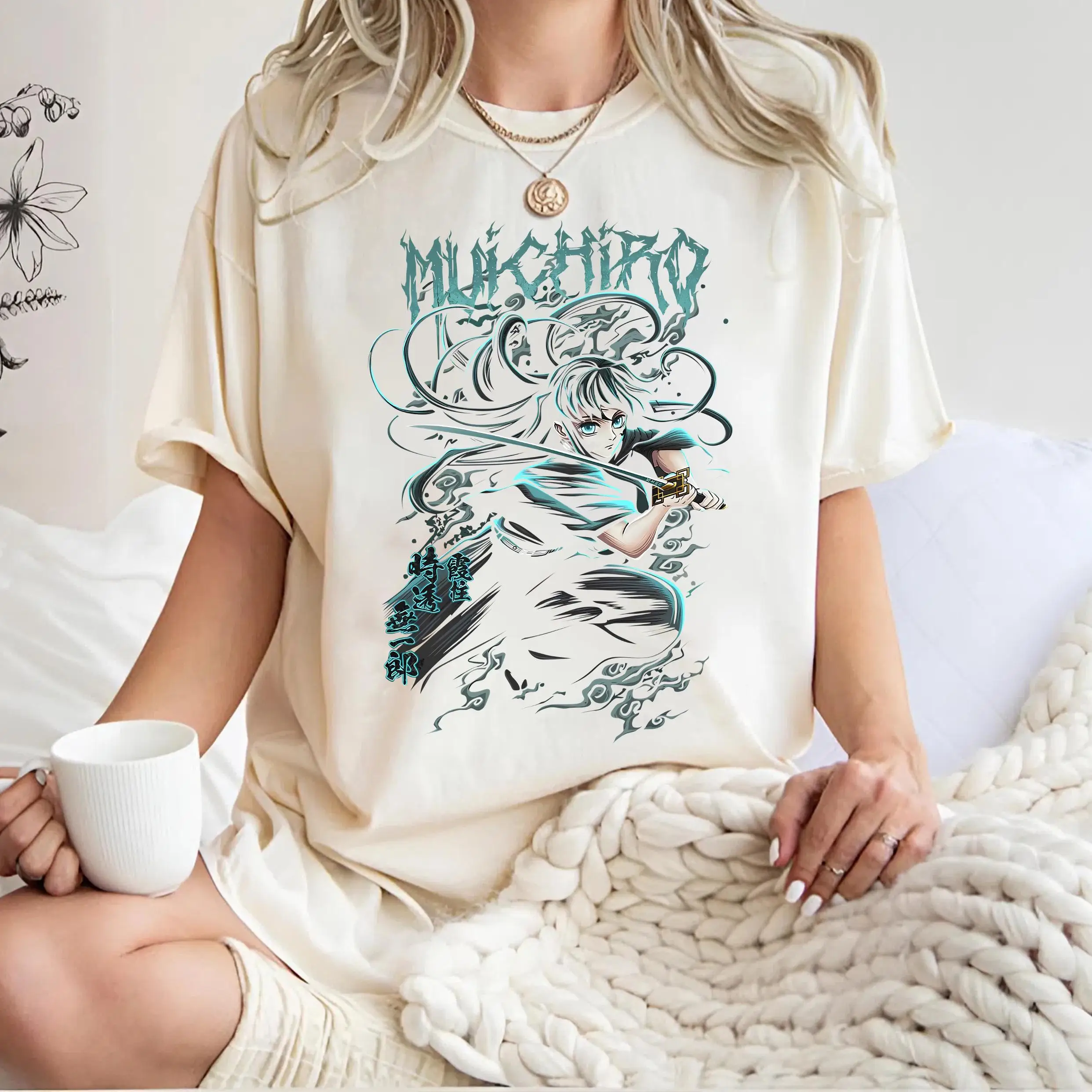 2026 New Sale Muichiro Tokito T-shirt - Demon Slayer Anime Tee Kimetsu No Yaiba Top Men Short Sleeved Cotton T-shirt Summer