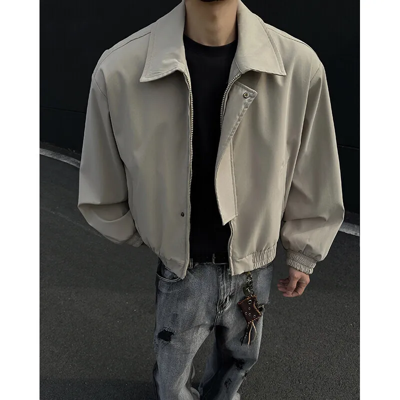 Spring Short Jacket Men Fashion Black Casual Jackets Men Streetwear Korean Loose Bomber Jacket Mens Motorcycle Jacket M-3XL