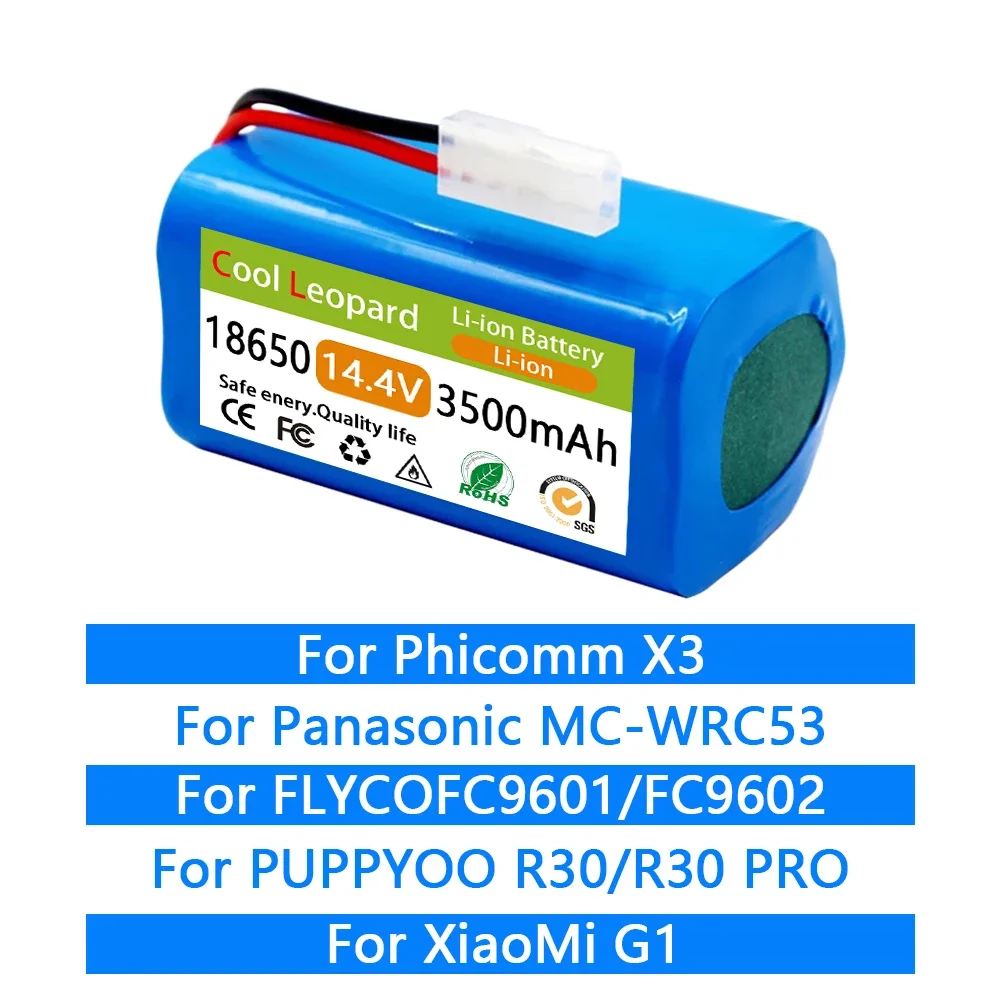 

18650 4S1P 14.4V 6800mAh Li-ion Battery, For Xiaomi Robot Vacuum Mop Essential G1 MJSTG1,SKV4136GL, H18650CH R30 R35
