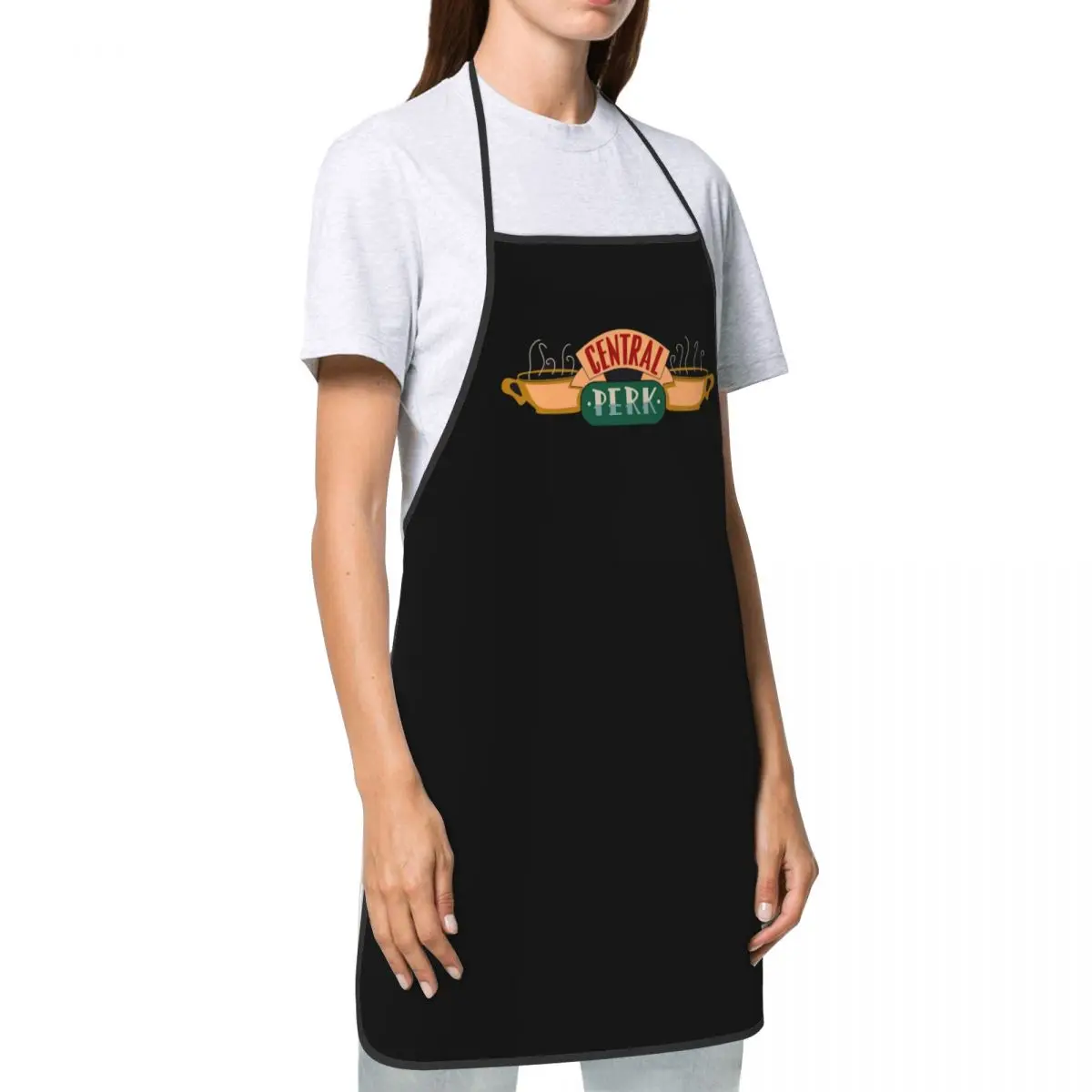 Unisex Friends Central Perk Logo Bib Apron Adult Women Men Chef Tablier Cuisine for Kitchen Cooking TV Show Baking