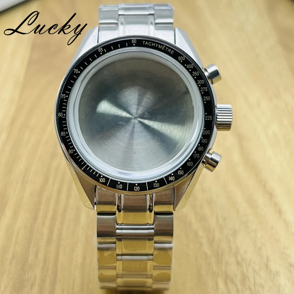 39.7mm Men's Watches Gold Bezel Speedmaster Case Suitable For Omga VK64 VK63 Quartz Movement Parts Accessories Suitable image 2