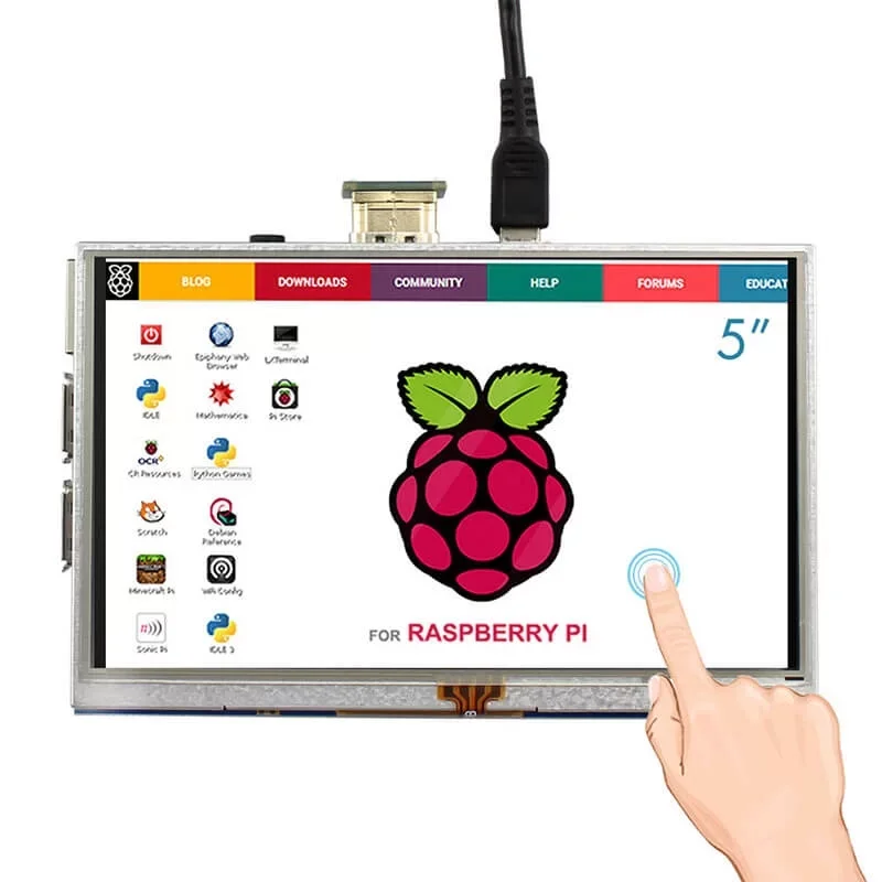 

Elecrow 5-дюймовый 800x480 TFT Raspberry Pi резистивный сенсорный дисплей с управлением подсветкой GPIO для RPi 4B 3B + 3B