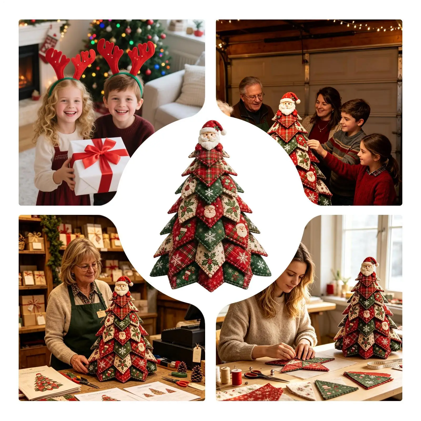 Christmas Tree DIY Kit Beginners Precut Fabric Sewing Set Adults Christmas Tree Sewing Kit For Home Hobby Studio Office Travel