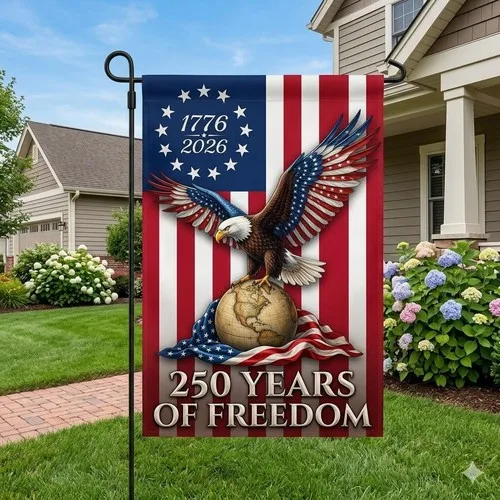 250 Years of Freedom Garden Flag 1776-2026 Eagle Betsy Ross USA Decor AAV