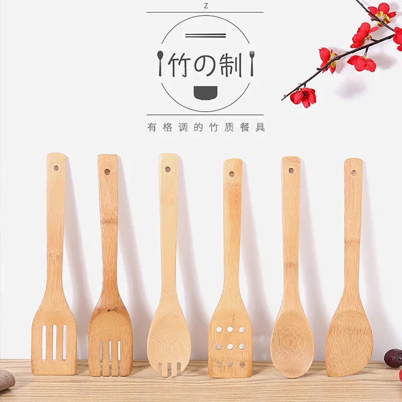 Kitchen Spatula Natural Bamboo Wood Kitchen Spatula Spoon Holder Cooking Utensils Dinner Food Wok Shovel Kitchen Accessories