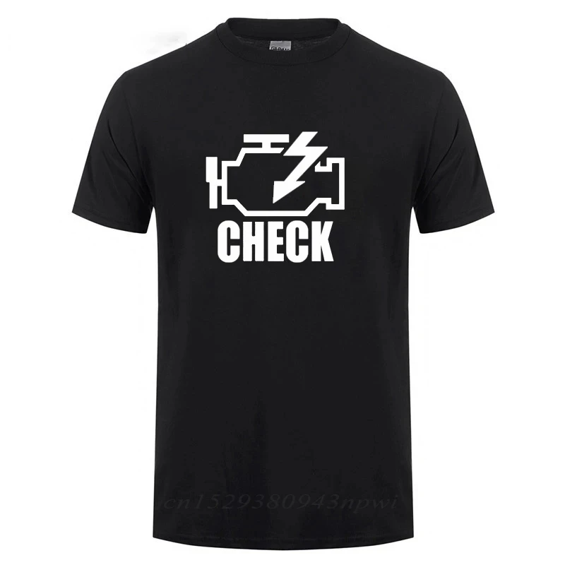 Mechanic Car repair check engine light T-shirt Fun birthday gift for man Dad Dad husband short sleeve cotton clothing