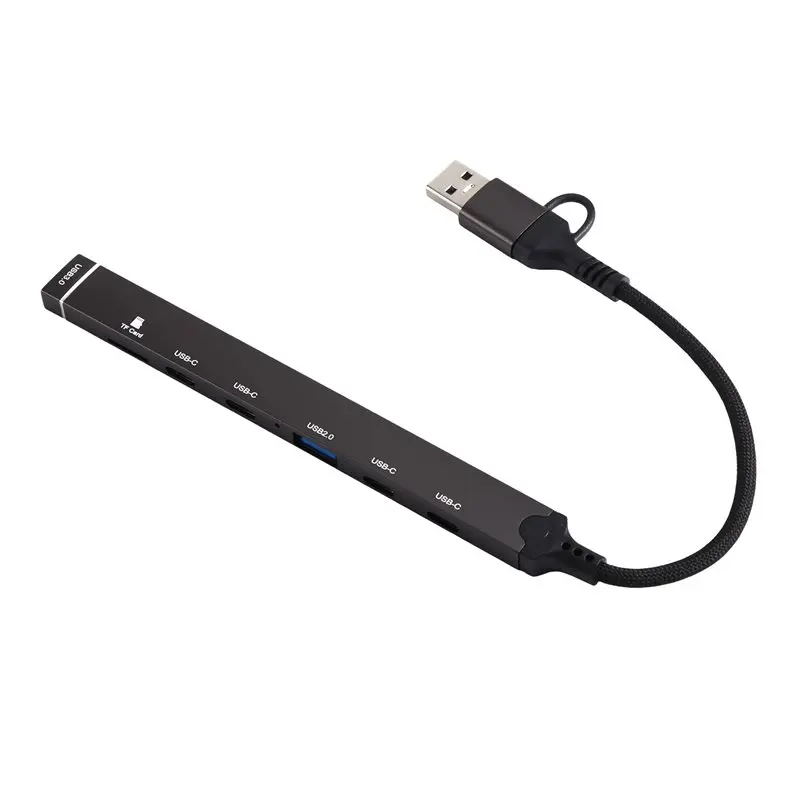 New Arrivals-USB+ Type C 7 In 1 HUB Docking Station With TF SD Card Reader Disk Converter For Laptop Tablet Phone
