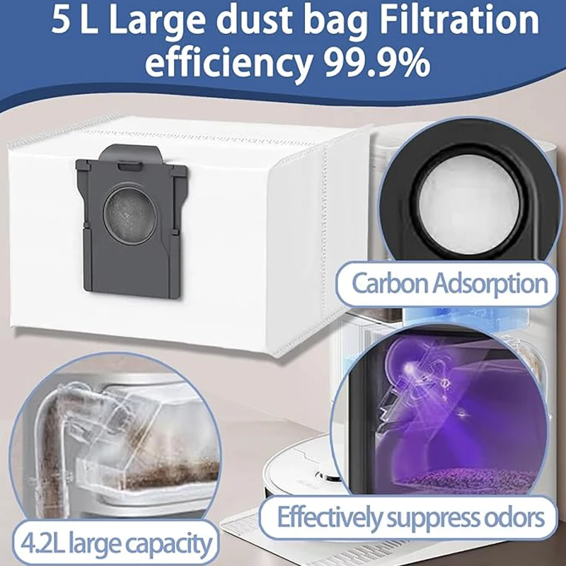 For Dreame D20 Pro Plus Robot Vacuum Accessories:Main Brush HEPA Filters Mop Pads Dust Bag Side Brush Replacement Parts view 6