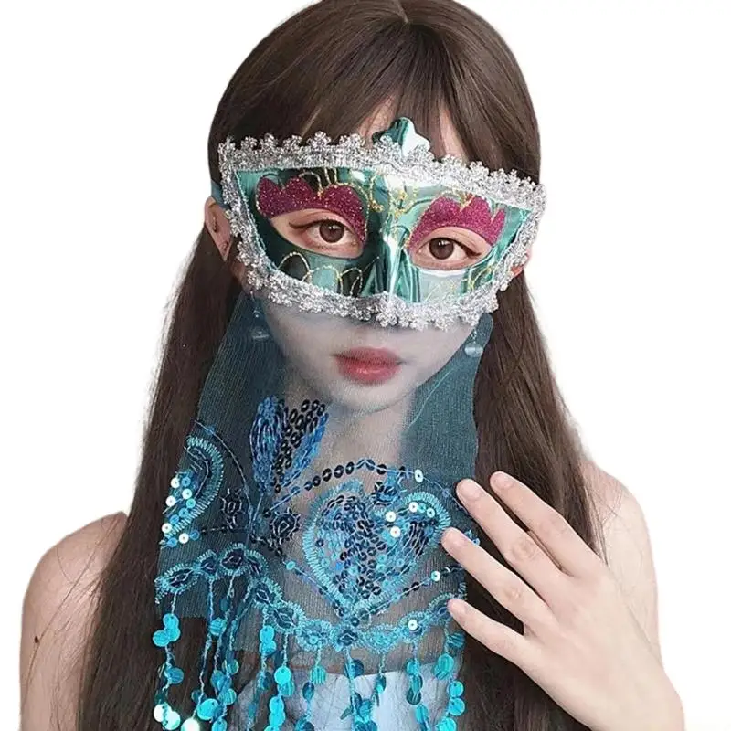 31BF Womens Masquerades Mask Venetians Mask Halloween Mardi Gras Costumes Wedding Party Ball Prom Mask Eye Mask with Veil
