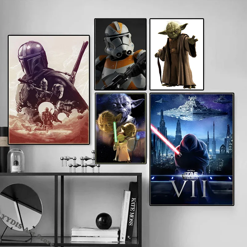 Star Wars Movie Poster Darth Vader Master Yoda Character Canvas Painting Print Wall Art Picture for Children's Room Home Decor