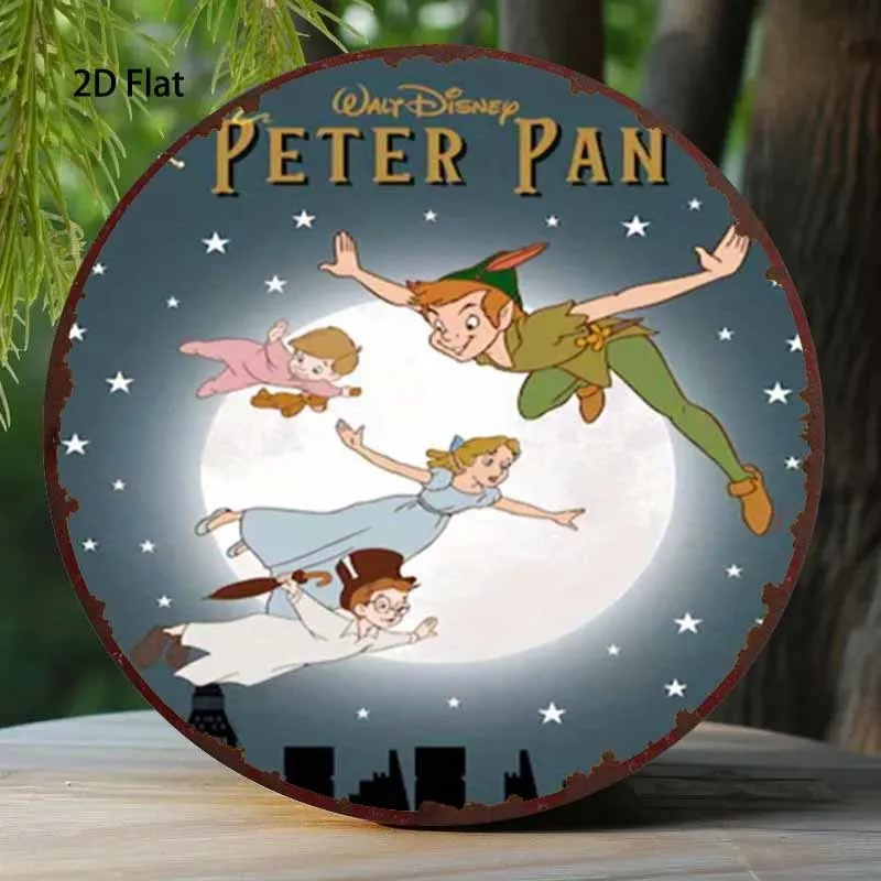 2D plano, 1 pieza Disney Peter Pan y Wendy Darling Arte de pared de metal vintage - 20,32x20,32 cm Letrero decorativo plano 2D retro de aluminio con ingenio