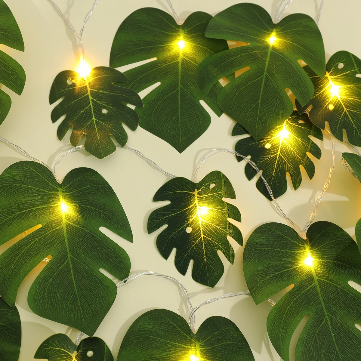 Monstera Leaves LED String Lights Artificial Leaf Light Hanging Artificial Plant Garland Hanging Vine Garden Party Decorations