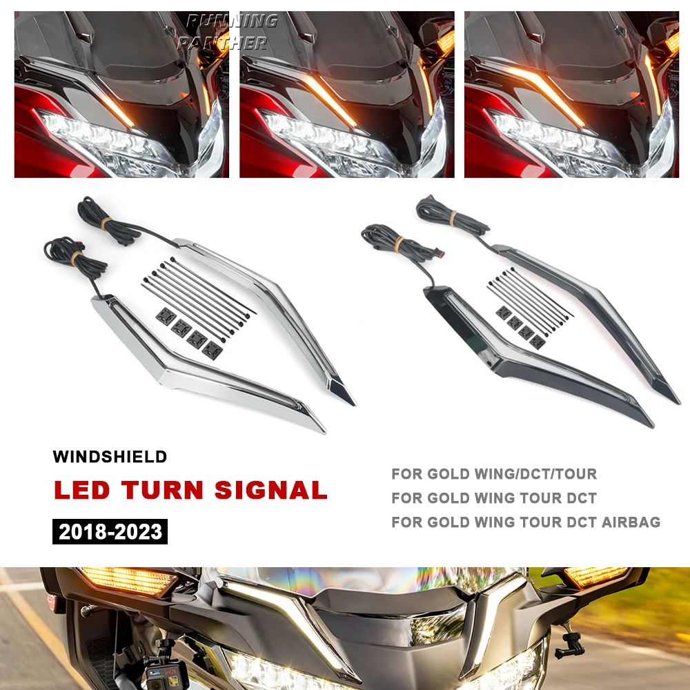 

Motorcycle Strike Windscreen Trim Lamp Turn Signal Brake LED Light For Honda Gold Wing GL 1800 GL1800 Tour DCT Airbag 2018-2023