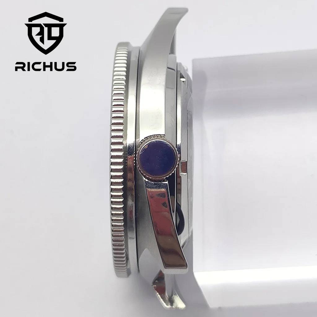 Корпус для часов RICHUS NH35 40 мм Серебряный корпус для часов Сапфировое стекло Корпус с короной на 4 часа с безелем Подходит для механизма NH34 NH35 NH36