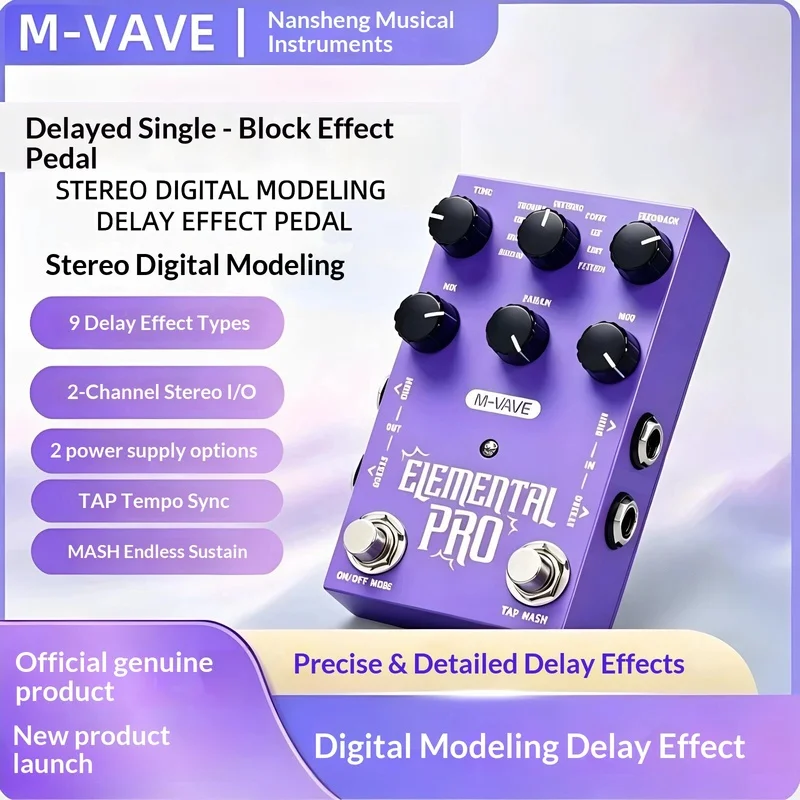 en-stock-pedale-de-delai-pour-guitare-electrique-m-vave-elemental-pro-effet-de-delai-stereo-9-modes-temps-reglable-de-100-a-1200-ms-ideale-pour-les-performances-de-guitare