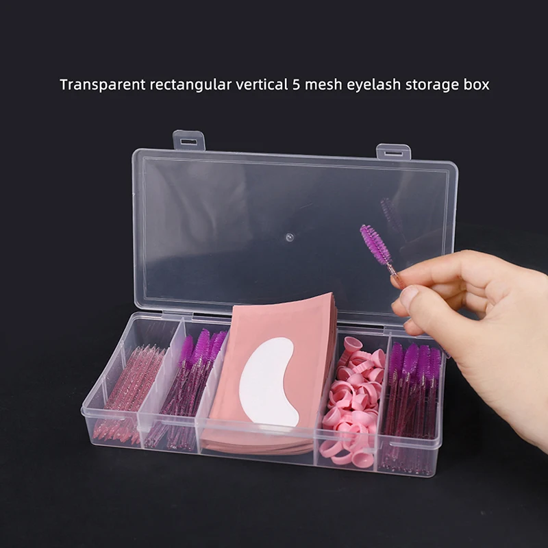 1PCS Transparent Independent 4 Grid Eyelash Extension Tool Storage Glue Tweezer Holder Makeup Organizer Acrylic Transparent Box