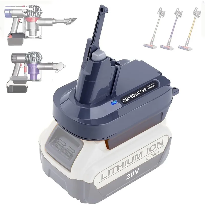 

HAKSINKY DM18DSV7V8 Battery Adapter for Dewalt/Milwaukee 20V 18V Li-ion Battery To for Dyson V7 V8 Series Animal Vacuum Cleaners