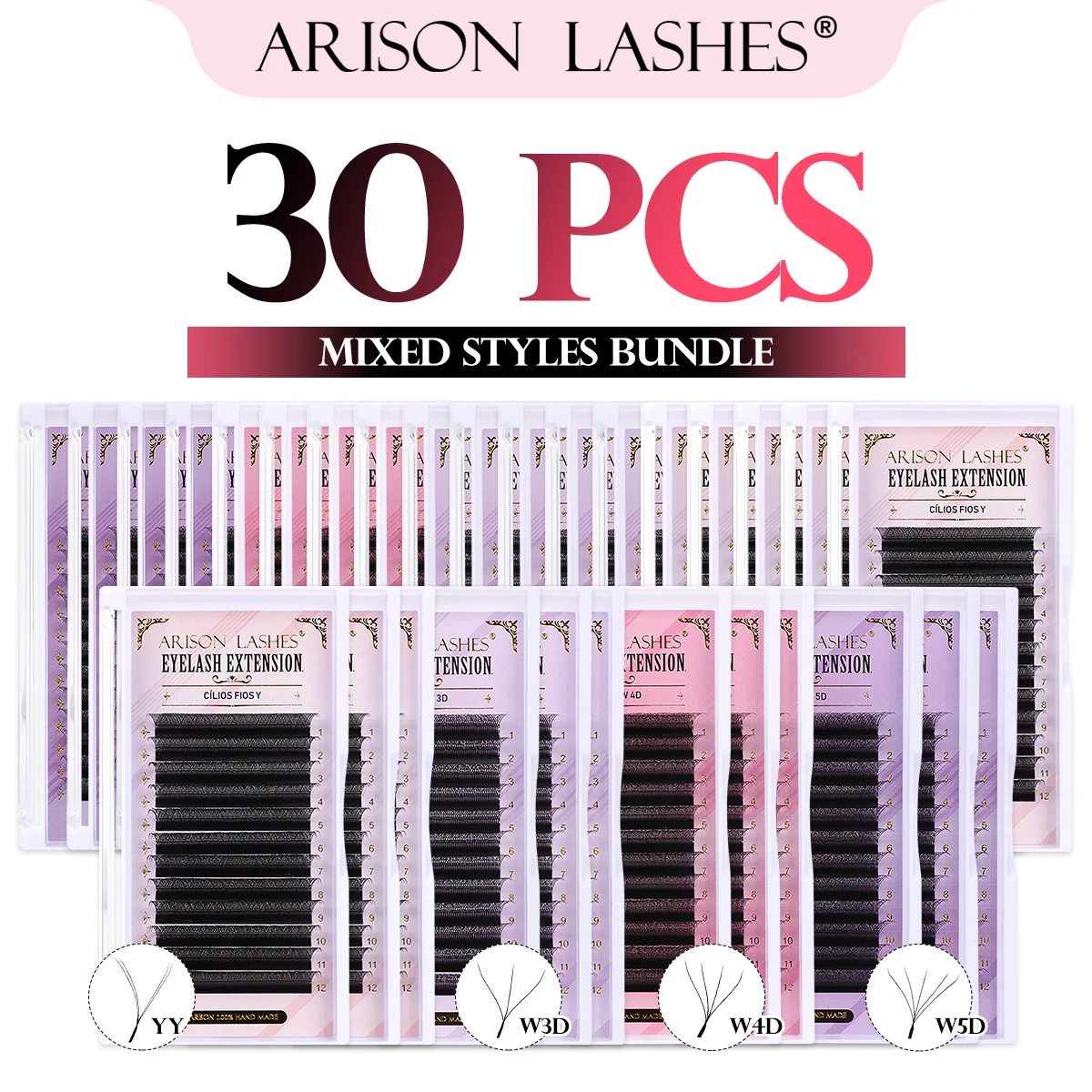 arison-30-boites-yy-extensions-de-cils-3d-4d-5d-Eventails-pre-faits-volume-styles-mixtes-pack-de-vente-en-gros