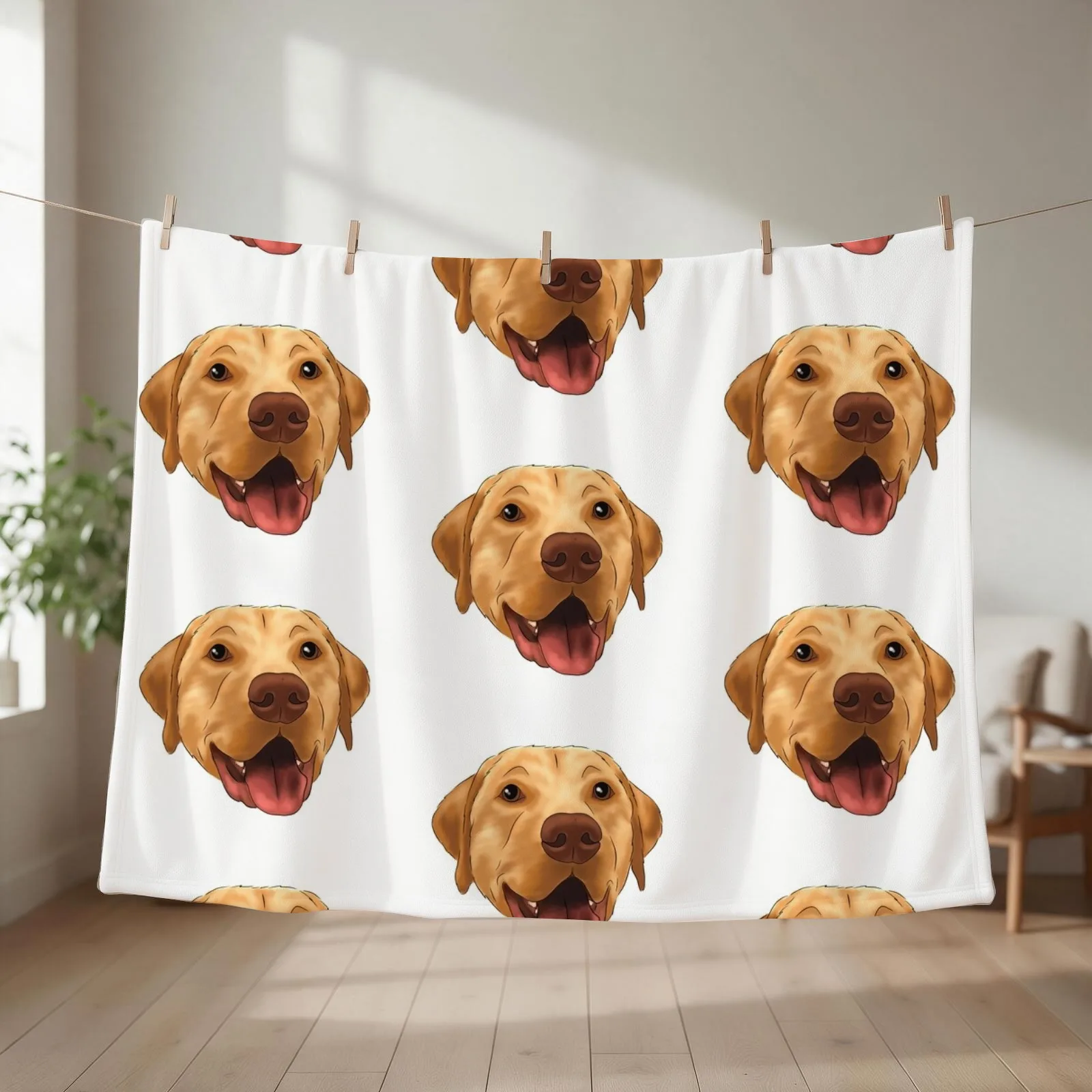 Yellow Lab Portrait Throw Blanket couch cozy soft plush fuzzy picnic outdoor blanket