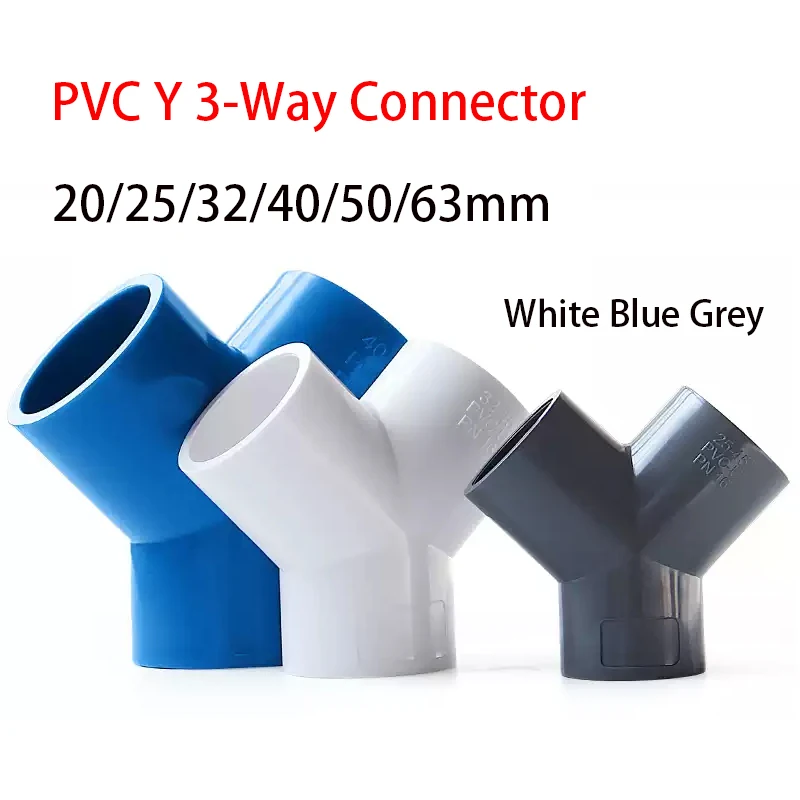 

1-10pc 20/25/32-63mm PVC Y 3-Way Connector Garden Irrigation Connector AquariumTee Joints Aquarium Shaped Water Pipe Connector