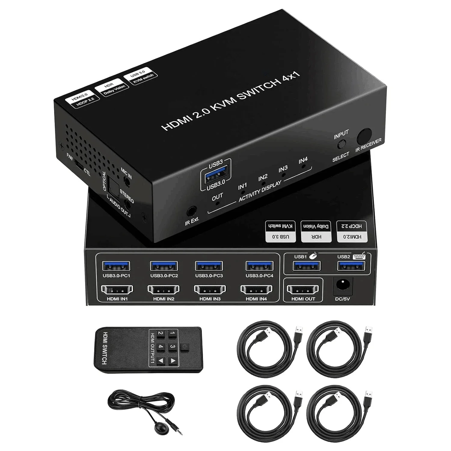 

In stockHOT 2PCs Dual Monitor 8k60Hz KVM Switch 4 Port Support Seamless Screen 4K HD Video Switch 4 in 1 Out With PIP Function H