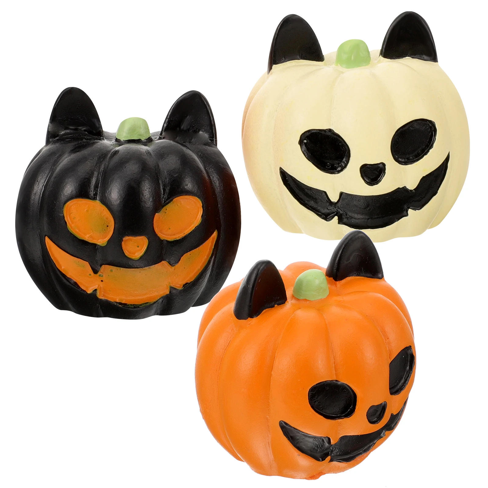 

3pcs Resin Halloween Pumpkin Decor Mini Fish Tank Tabletop Party Decoration Micro Landscape Ornament Small Lightweight Portable