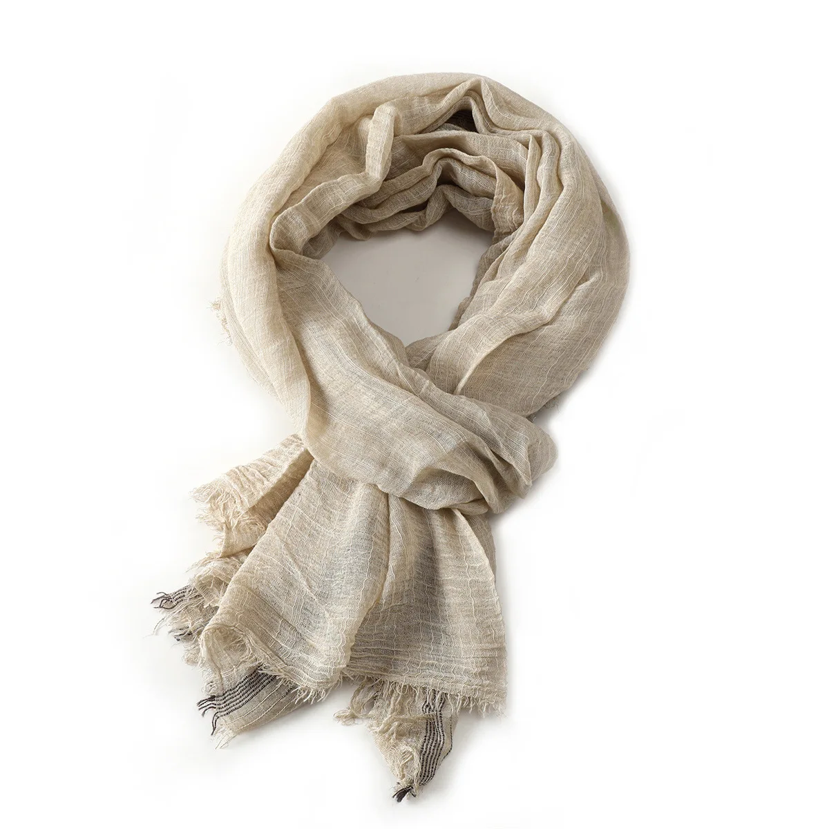 Cotton Linen Striped Men's Scarves Autumn Winter Warm Neckerchief Pashmina Tie-dye Short Tassel Male Brand Bufanda Muffle