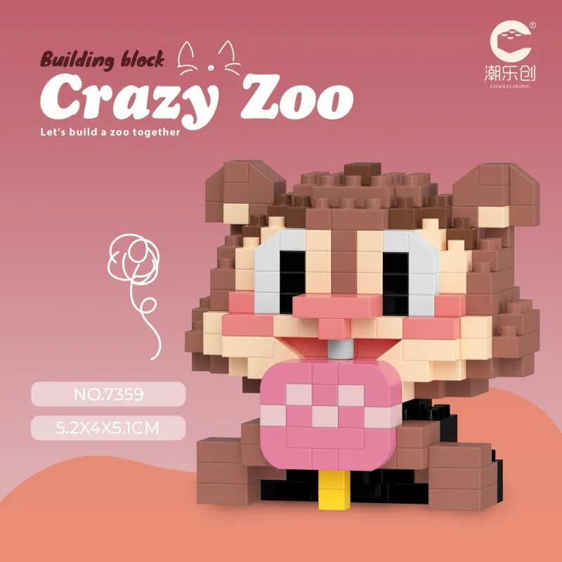Kawaii Crazy Building Blocks Fox Rabbit Animal Doll City Children Boys Girls Cute Cartoon Doll Assembling Educational Toys