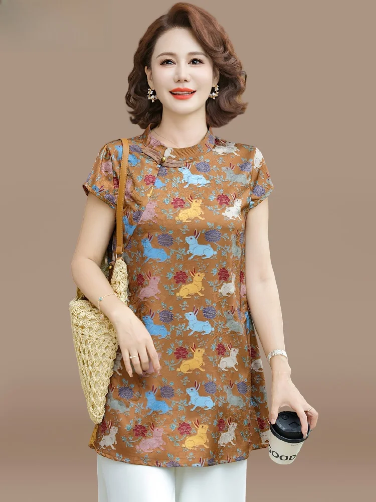 

Комплект из топа и юбки для женщин среднего возраста: летний модный корейский свободный костюм-двойка