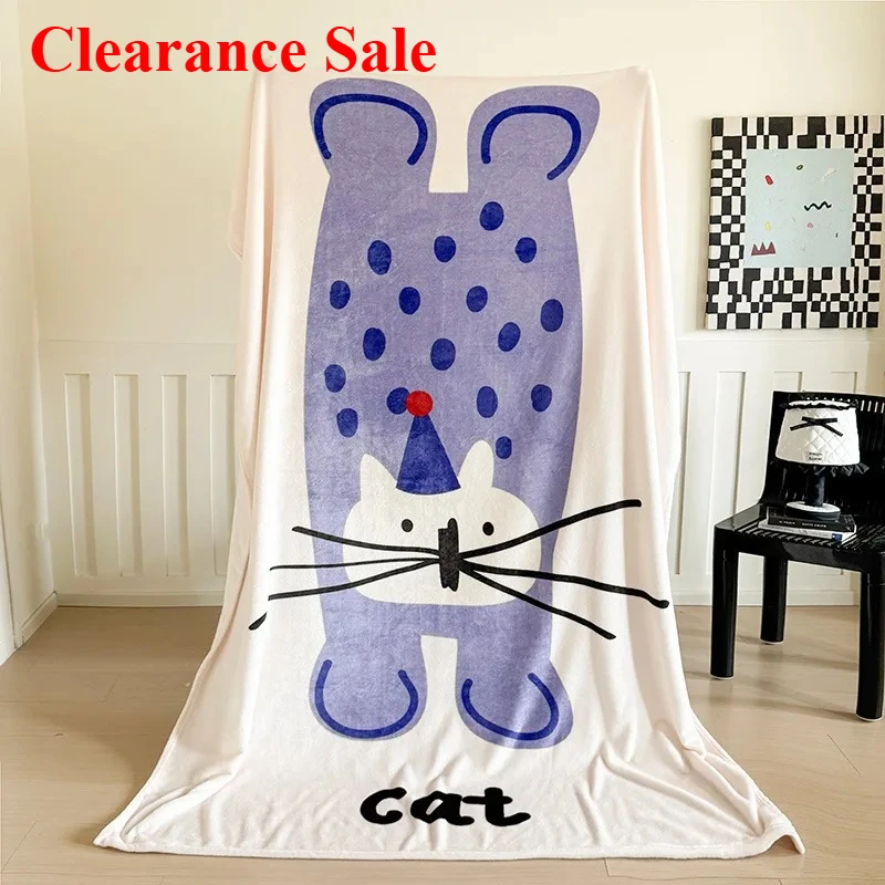 

New milk fleece flannel blanket cartoon animal large version print casual blanket office nap casual blanket