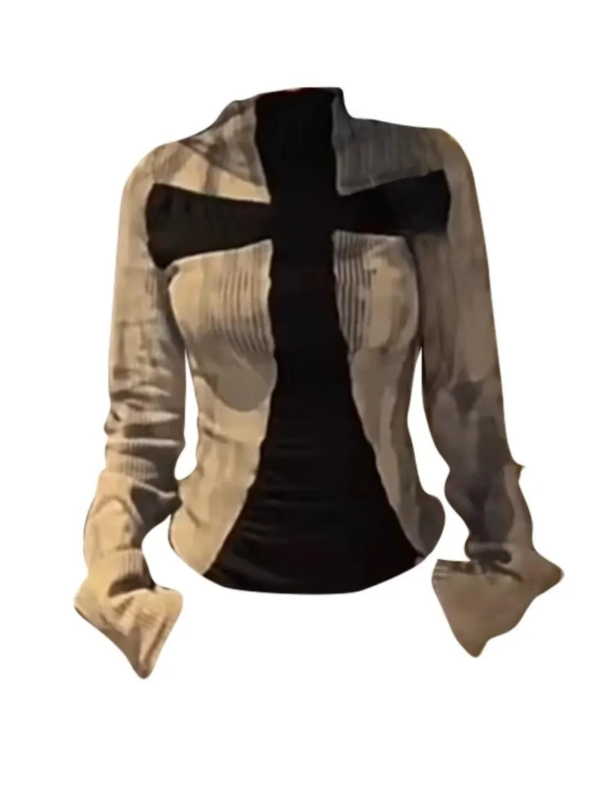 

plus Size Women's American Retro Cross Long Sve Slim Fit T-irt Inner Wear Autumn New Sle Faion Brand Top