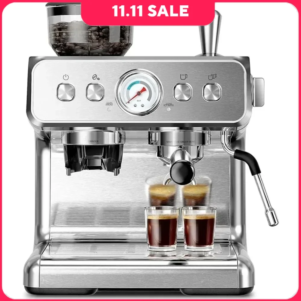 

Espresso Coffee Maker with Milk Frother and Steamer, 20 Bar Commercial Espresso Machine, Automatic Coffee Maker