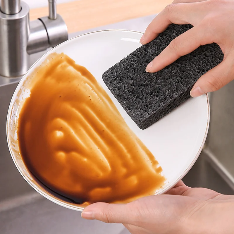 Kitchen Dishwashing Cleaning Sponge Strong Sponge Eraser Wood Pulp Scouring Pad Removing Rust Wiping Rags Descaling Clean Rub