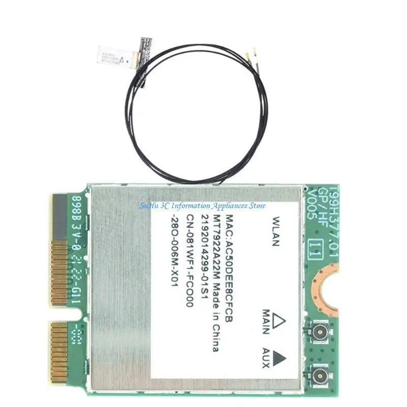 Tarjeta inalámbrica MT7922 WiFi 6E Interfaz M.2 Triple banda 6GHz/5GHz/2.4GHz
