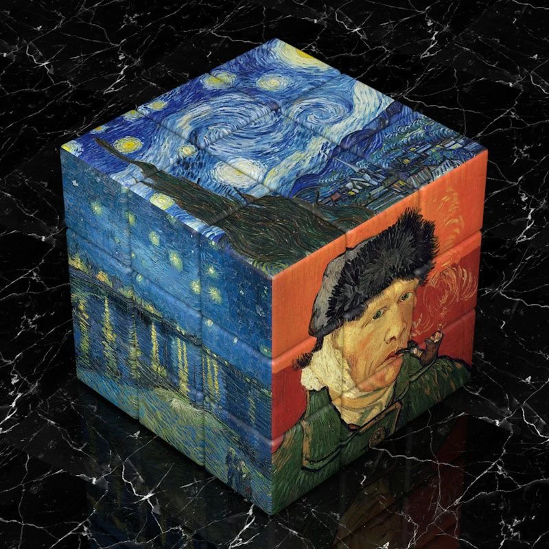 Van Gogh Sunflower Starry Sky Third-Order Magic Cubes Children's Oil Painting Gift Creative Education Magic Cubes Toy Picture