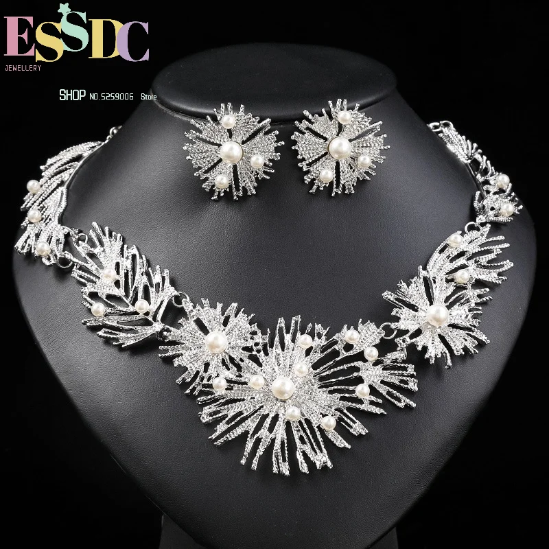 Luxurious quality jewelry two-piece necklace set for women alloy elegant bridal dress banquet accessories exquisite and