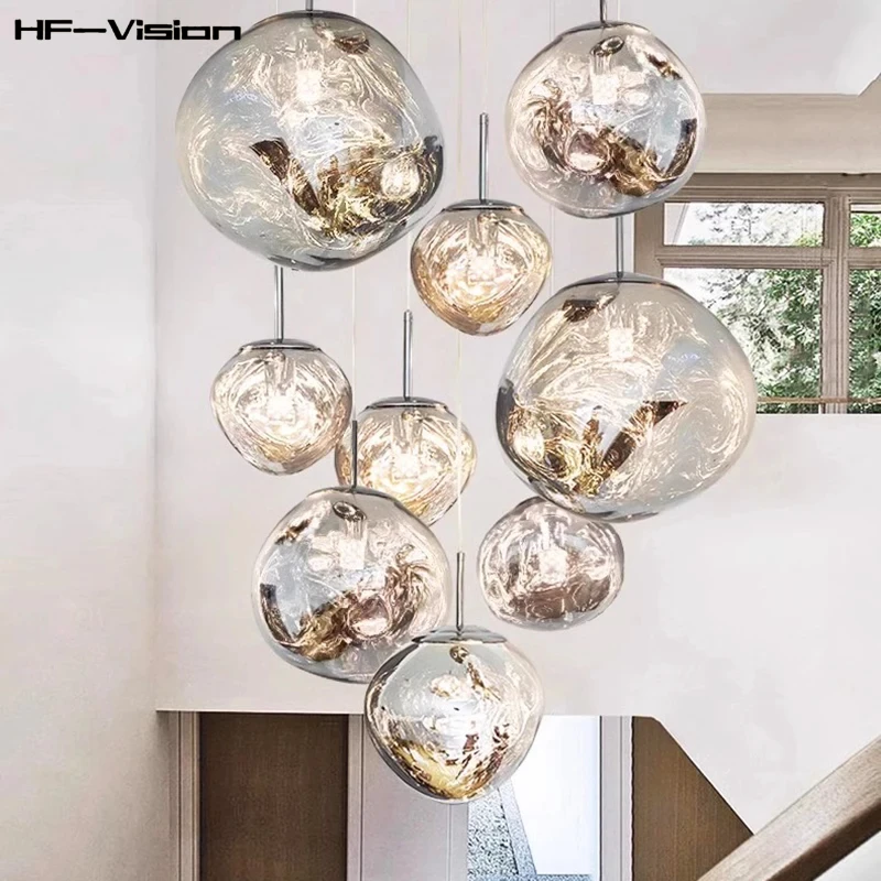 

Modern home decoration Glass Lava Ceiling chandelier Lighting,stair Pendant lamp,Lustres Living room interior Fixtures,Dimmable