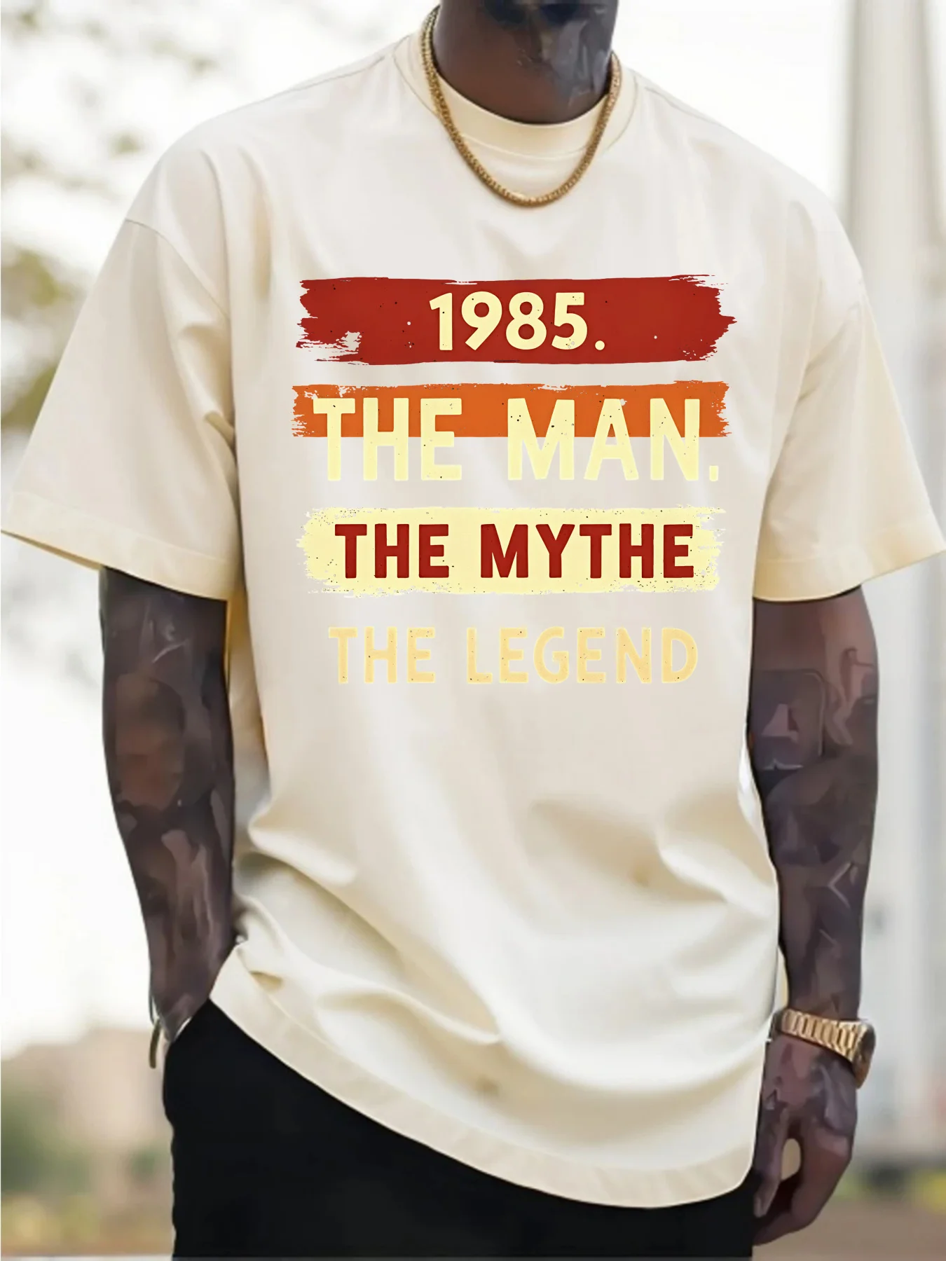 Camiseta gráfica de algodón puro para hombre The Man The Myth The Legend Camiseta informal de manga corta con estampado Ajuste cómodo