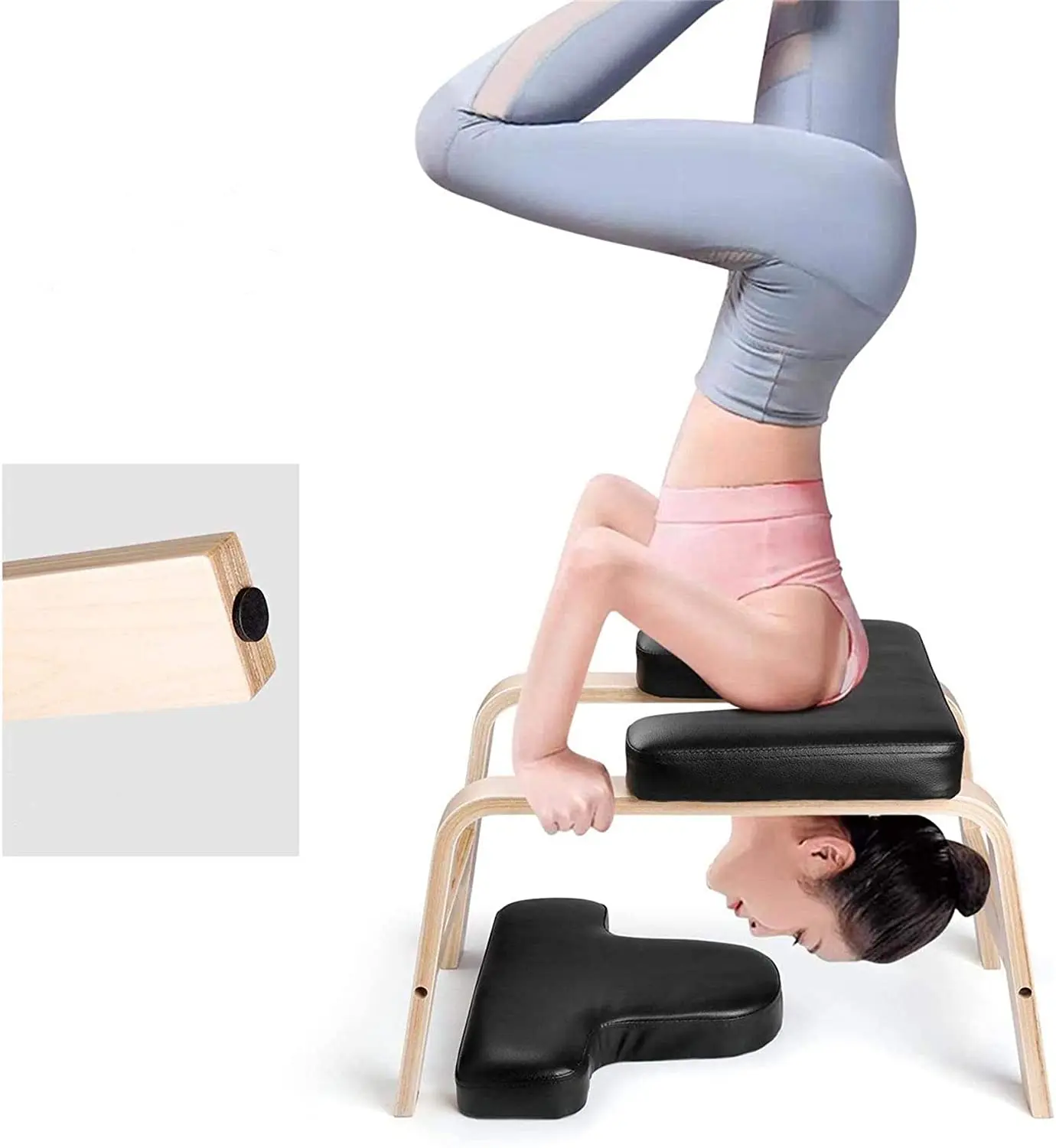 Wood Inverted Chair Gym Yoga Auxiliary Chair Home Fitness Inversion Stool Headstand Bench