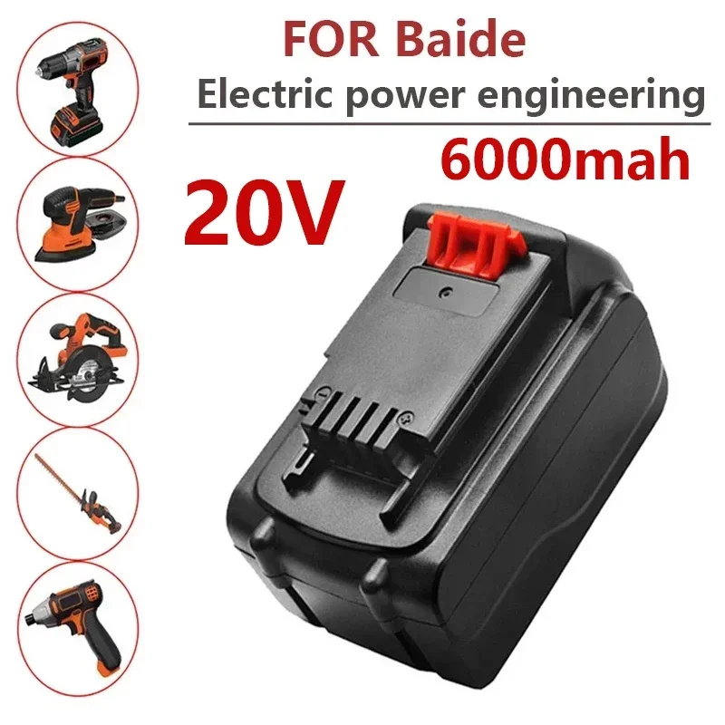 

20V 6000mAh Li-ion Rechargeable Battery for BLACK&DECKER LB20 LBX20 LBXR20 Power Tool Replacement