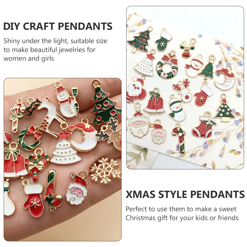 

60 Pcs Jewelry Accessories Cartoon Pendants Christmas Charms for Xmas Design Decorative Earring DIY Alloy Earrings Making
