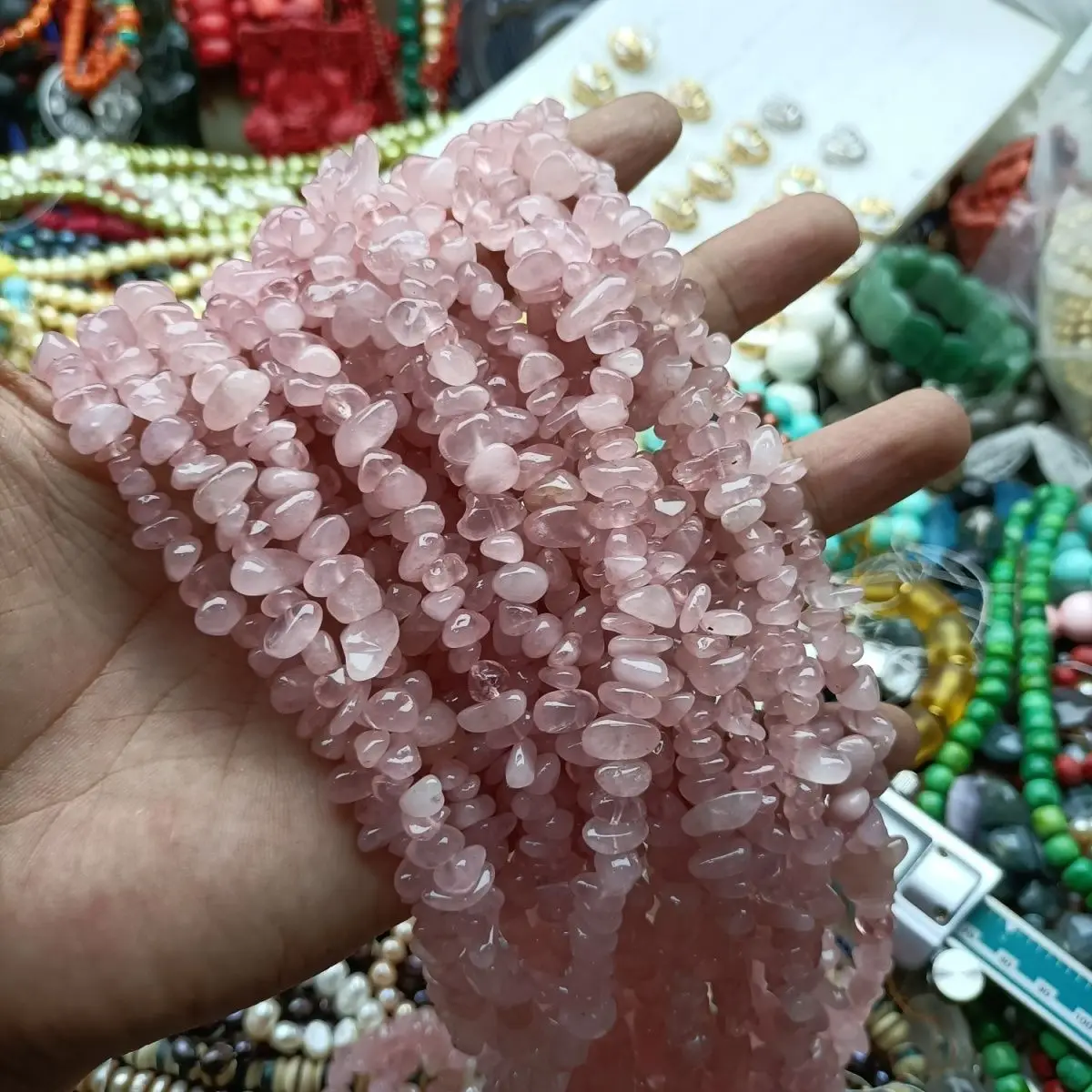

80cm Natural Rose Quartz Crushed Beads Strand DIY Jewelry Making Bulk Wholesale for Bracelet Necklace Craft Supplies