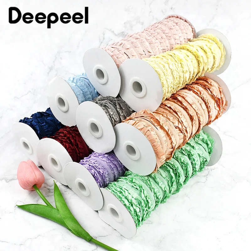 

20/45Meters 15mm Ruffle Elastic Rope Lace Trim Hairband Rubber Band Dress Clothes Decor Stretch Ribbon Crafts Sewing Accessories