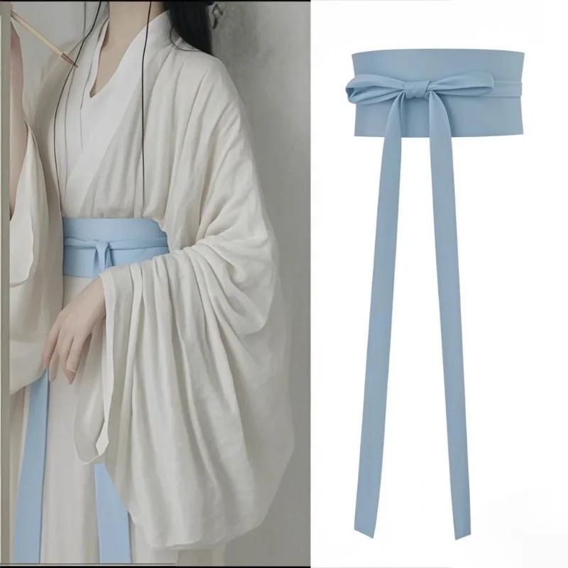 Antique Style Hanfu Belt 370cm Solid Color Cotton Linen Waistband Women Hanfu Dress Decor Waist Belt Cosplay Accessories