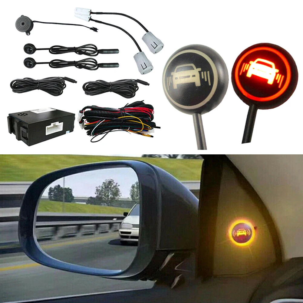 DC12V Car Blind Spot Monitoring System Ultrasonic BSM System Lane Change Reminding Driving Assistant Blind Spot Detection Sensor